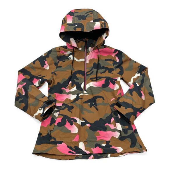 Swiss Tech Waterproof Hooded Camouflage Pink Pullover Jacket Women's Medium 8-10 - Picture 1 of 9